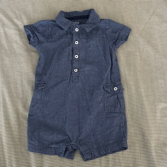 Baby Blue Denim Romper - Picture 1 of 3